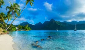 Paradise beach day in Tahiti.